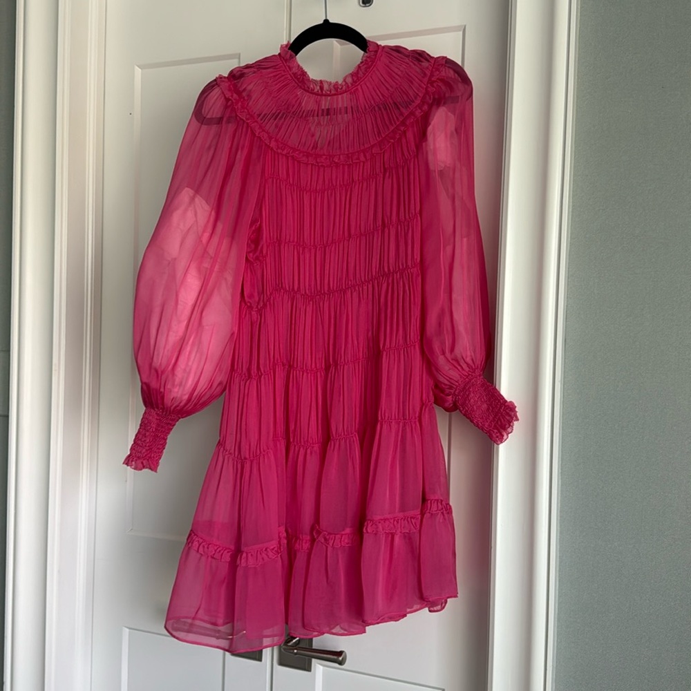 Ulla Johnson pink puff sleeve dress